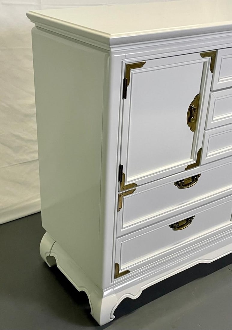 A White Lacquered Campaign Style Chest, Cabinet or Mini Armiore - 12