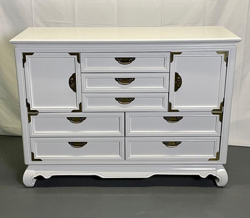 A White Lacquered Campaign Style Chest, Cabinet or Mini Armiore - 2