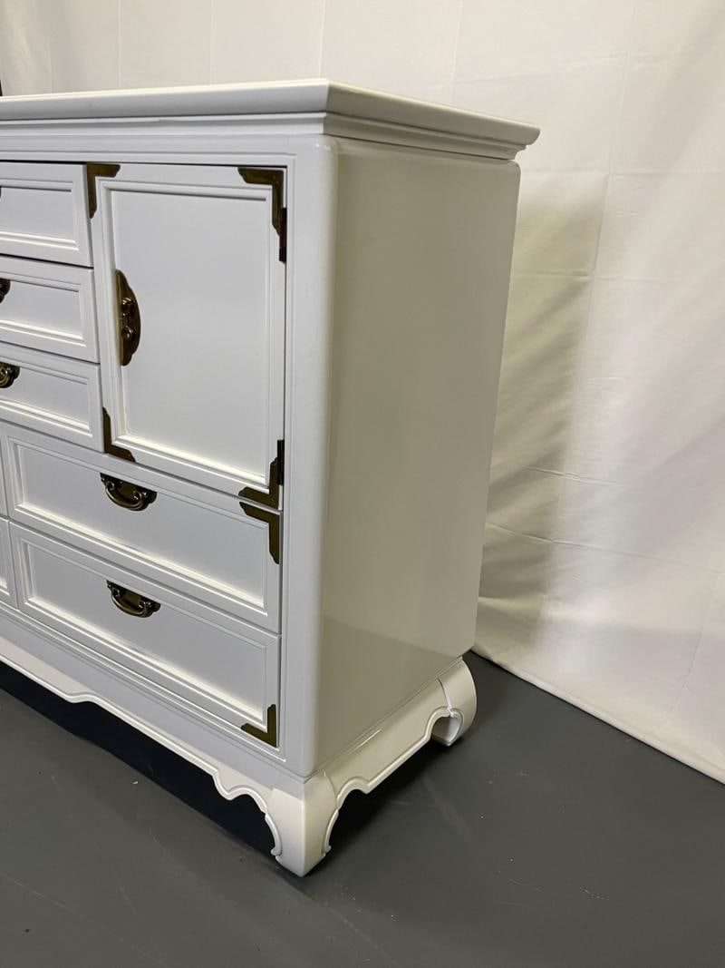 A White Lacquered Campaign Style Chest, Cabinet or Mini Armiore - 8