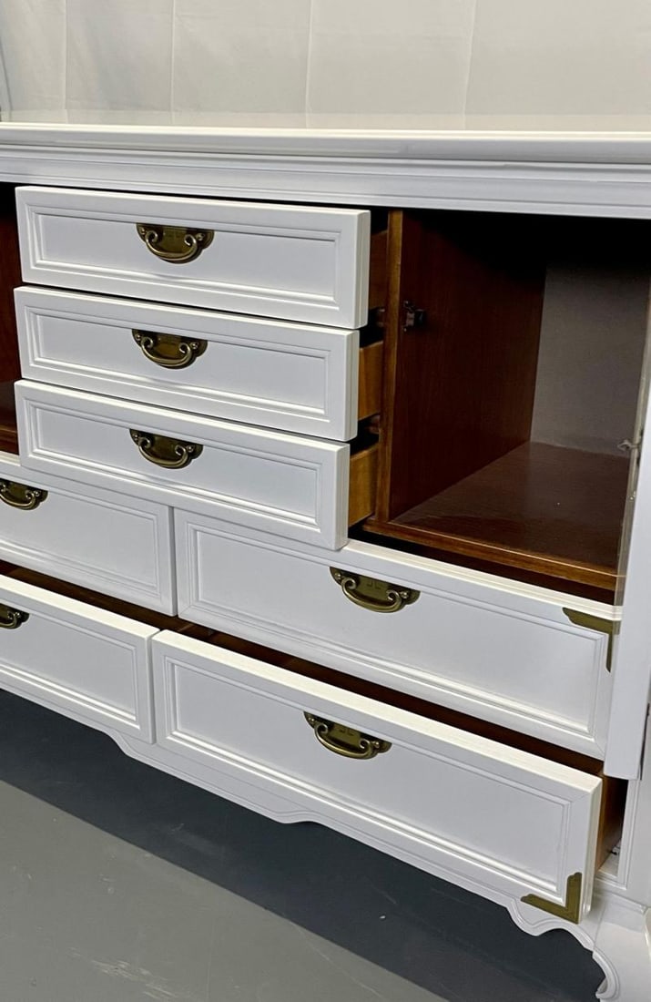 A White Lacquered Campaign Style Chest, Cabinet or Mini Armiore - 9