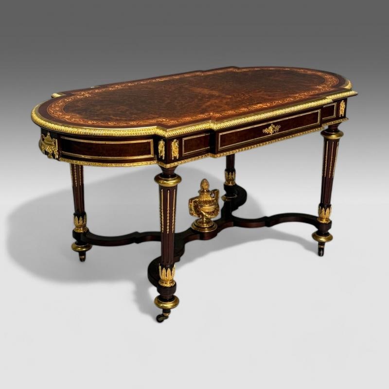 Napoleon III, Desk, Center Table, Bronze, Inlaid Tortoise, France, 19th Century - 9