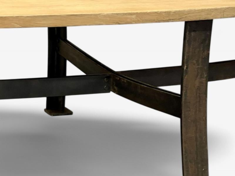 Industrial Mid Century Modern, Oak, Steel, Monumental Dining Table, USA, 1970s - 5