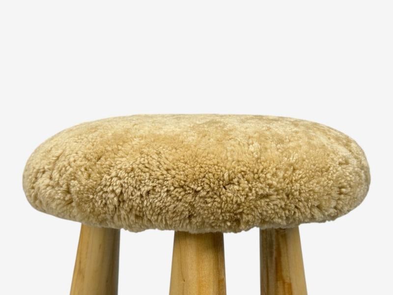 Danish Modern Style, Honey Sheepskin, Maple, Shearling Footstools, 21st C. - 6