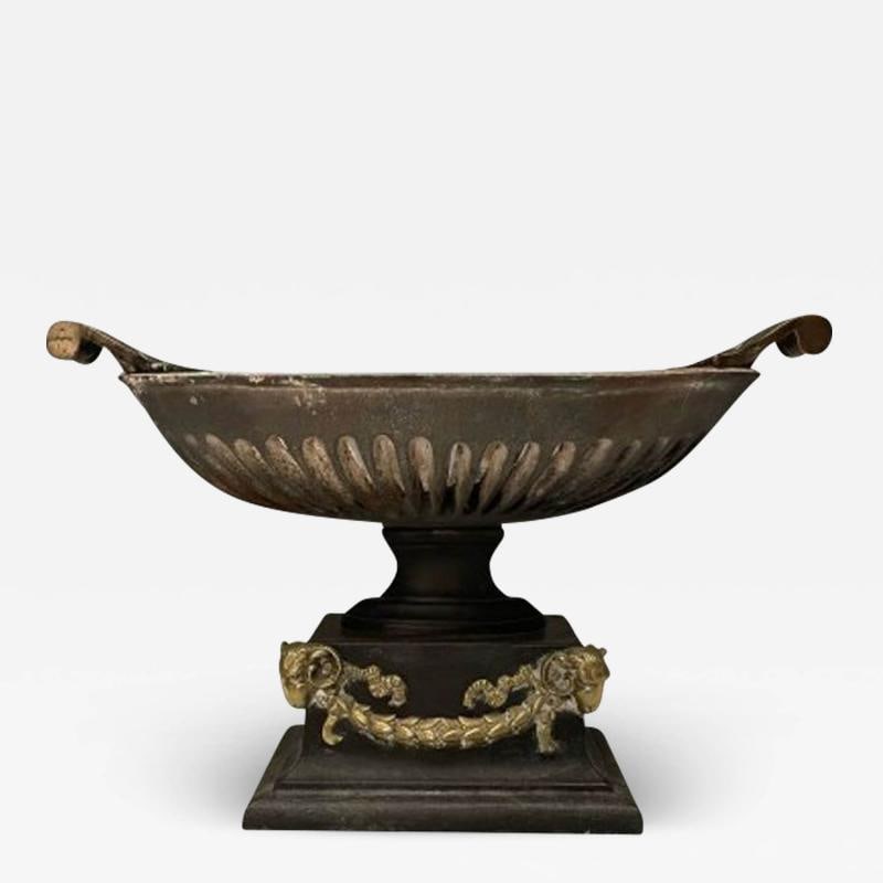 Regency, George III Style, Large Urn Planter, Cast Iron, Brass, England, 20th C. - 2