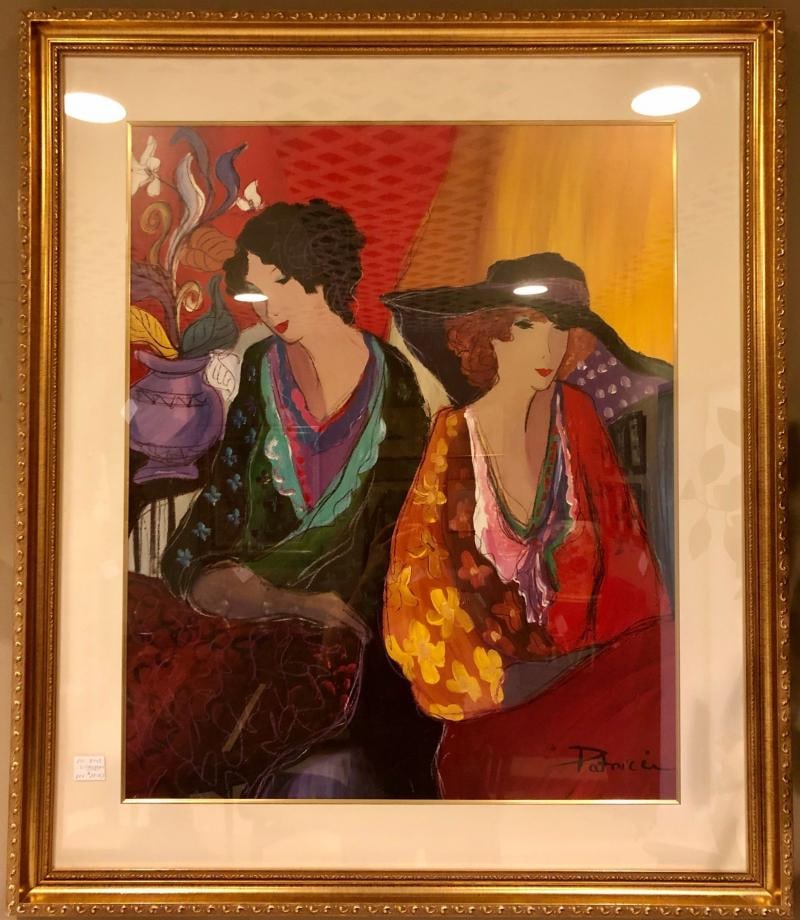 Lithograph by Patricia Govezensky of Two Woman Gilt Framed Signed - 12