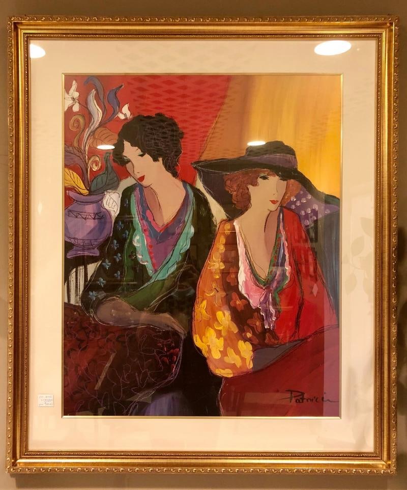 Lithograph by Patricia Govezensky of Two Woman Gilt Framed Signed - 2