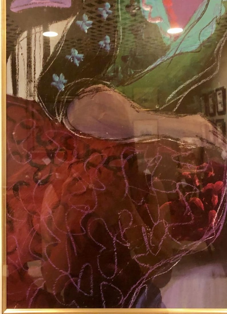 Lithograph by Patricia Govezensky of Two Woman Gilt Framed Signed - 6