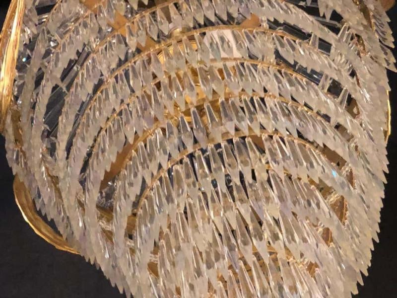 Pair of Palatial Bronze and Crystal Swag Design Louis XVI Style Chandeliers - 9