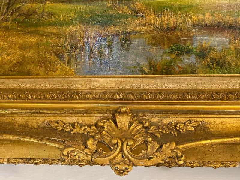 Olive Parker Black Signed Oil on Canvas Autumn Landscape Giltwood Gold Frame - 12