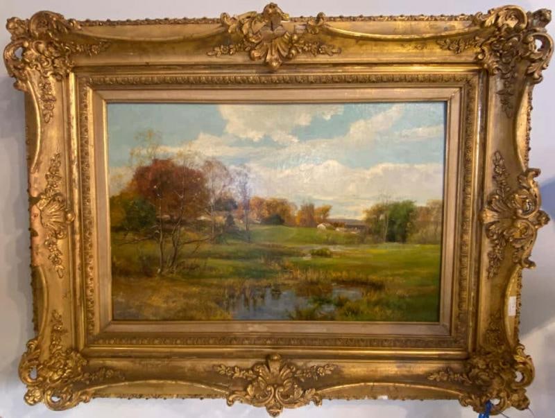 Olive Parker Black Signed Oil on Canvas Autumn Landscape Giltwood Gold Frame - 2