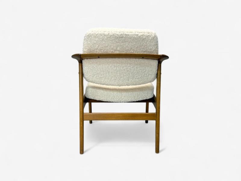 Folke Ohlsson attr, Swedish Modern, White Shearling, Oak, Arm Chairs, 1960s - 8