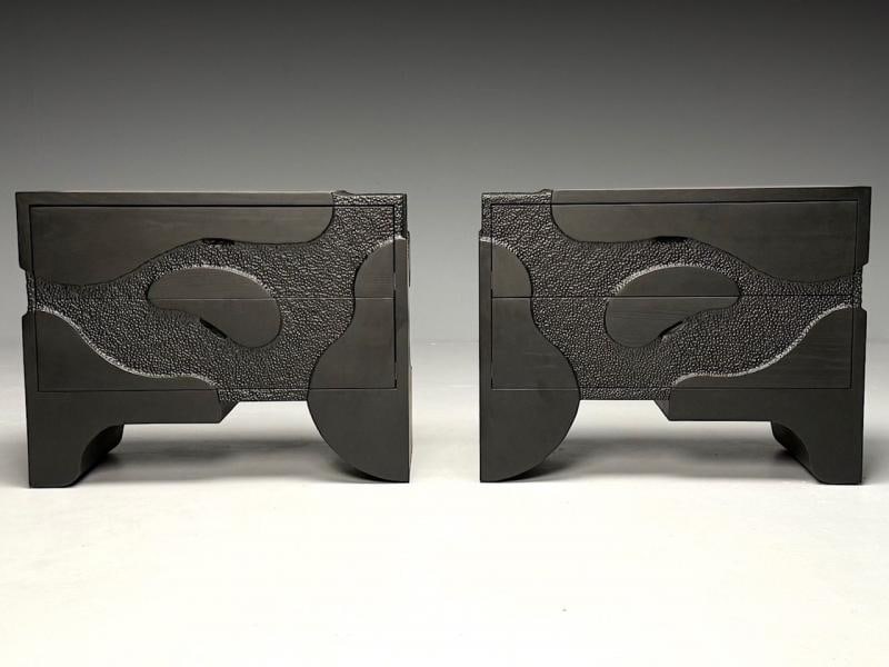 Contemporary, Organic Modern, Sculptural Nightstands, Black Ashwood, 21st C. - 2