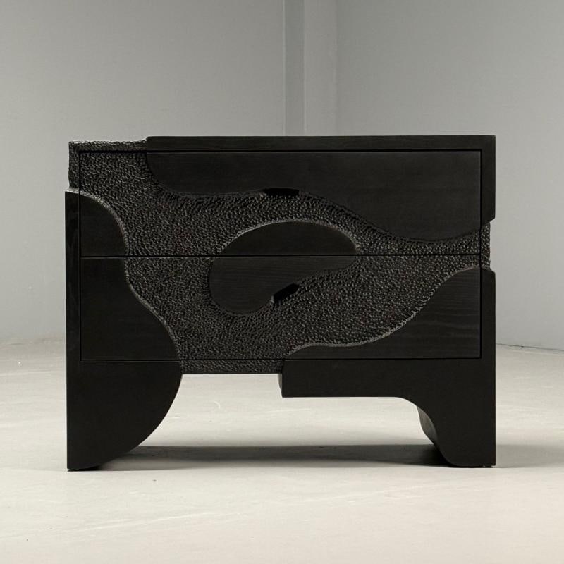 Contemporary, Organic Modern, Sculptural Nightstands, Black Ashwood, 21st C. - 3