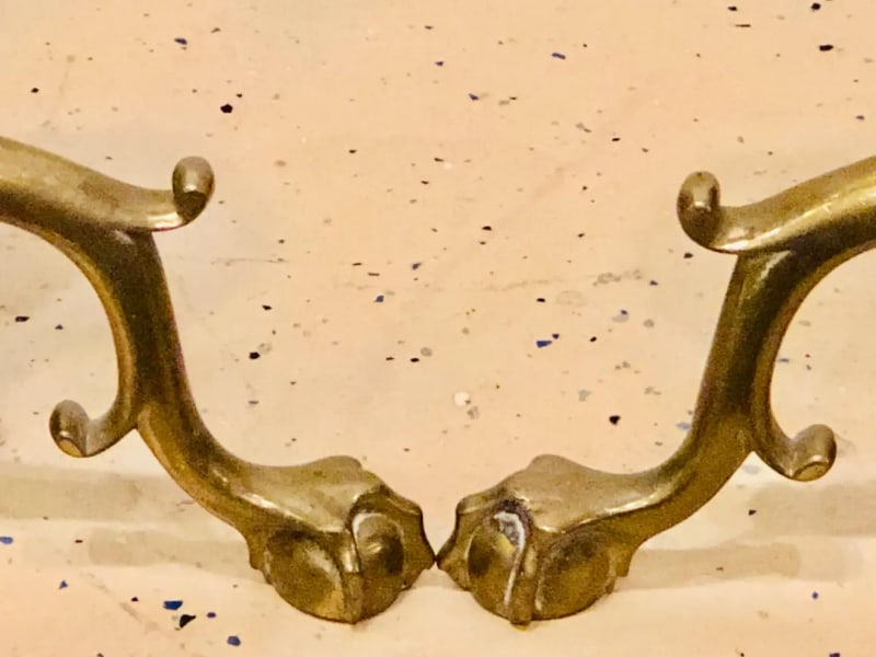 Pair of Brass Andirons circa 1880 Ball and Claw Feet of Twisted Column Form - 5