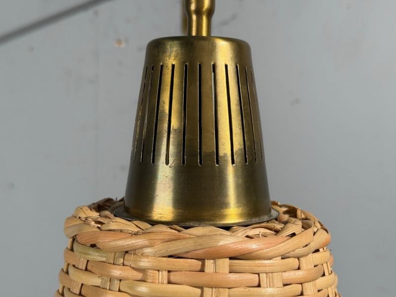Ateljé Lyktan, Articulating Wall Light, Brass, Cane, Teak, Sweden, 1970s - 7