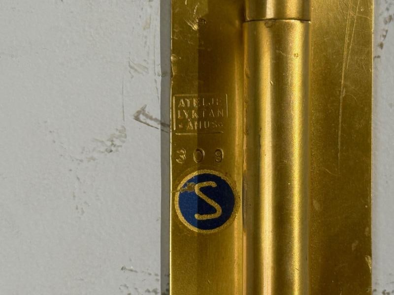 Ateljé Lyktan, Articulating Wall Light, Brass, Cane, Teak, Sweden, 1970s - 9
