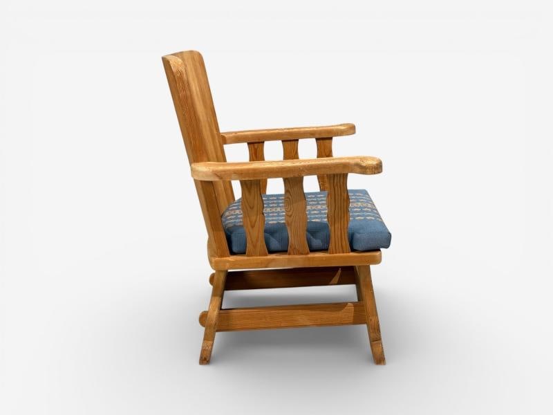 Krogenæs Møbler, Armchairs, Pine, Blue Fabric, Norway, 1970s - 11