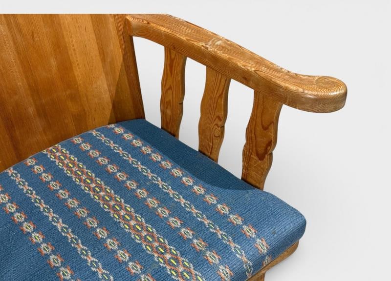 Krogenæs Møbler, Armchairs, Pine, Blue Fabric, Norway, 1970s - 5