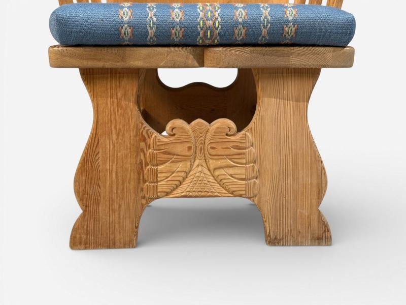 Krogenæs Møbler, Armchairs, Pine, Blue Fabric, Norway, 1970s - 7