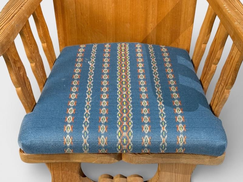 Krogenæs Møbler, Armchairs, Pine, Blue Fabric, Norway, 1970s - 8