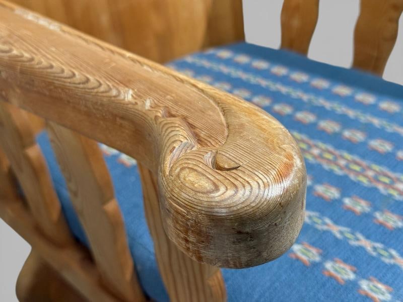 Krogenæs Møbler, Armchairs, Pine, Blue Fabric, Norway, 1970s - 9
