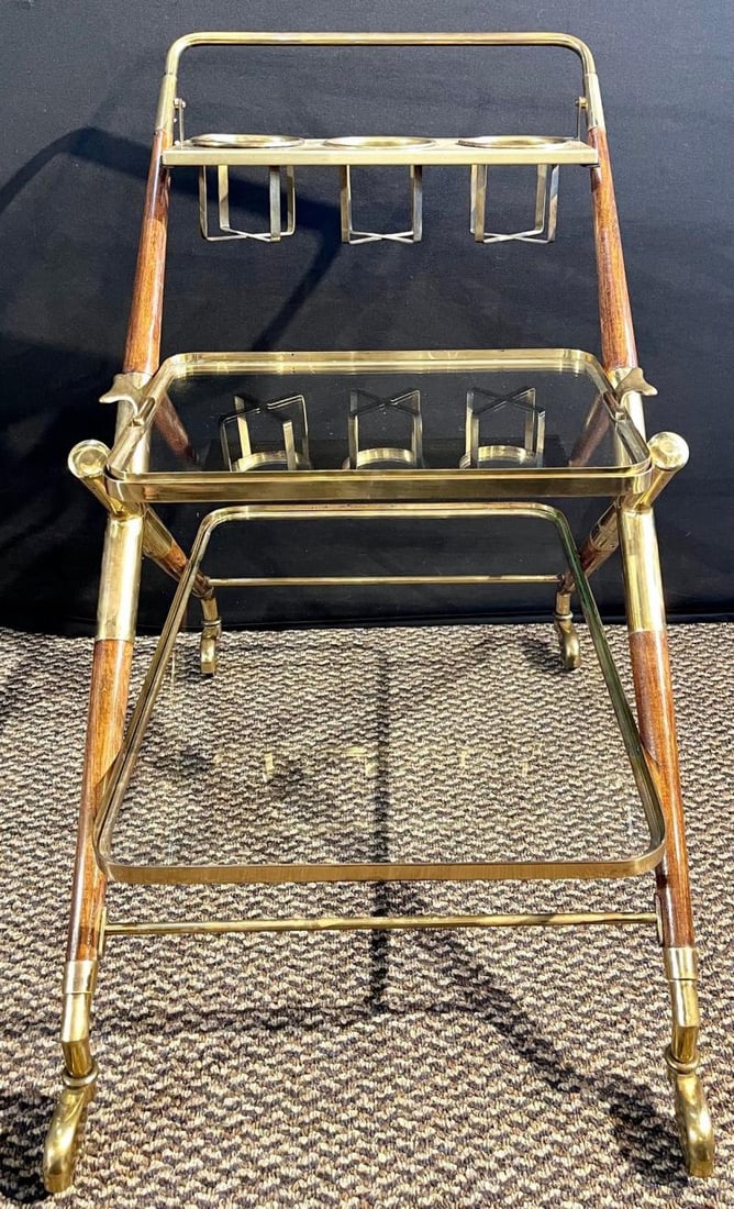 Mid-Century Modern Bar Cart, Teak and Brass - 10