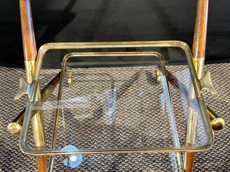 Mid-Century Modern Bar Cart, Teak and Brass - 11
