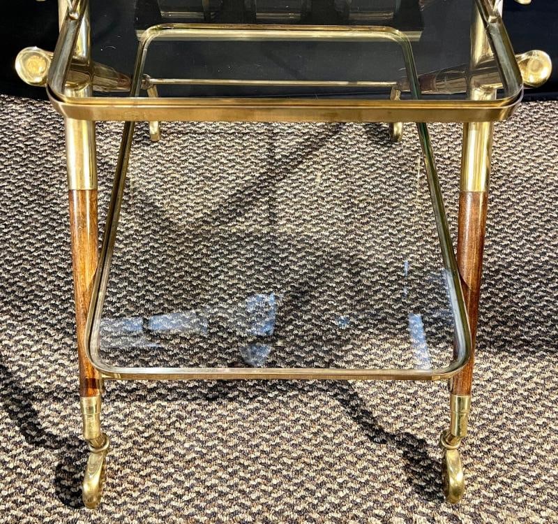 Mid-Century Modern Bar Cart, Teak and Brass - 12