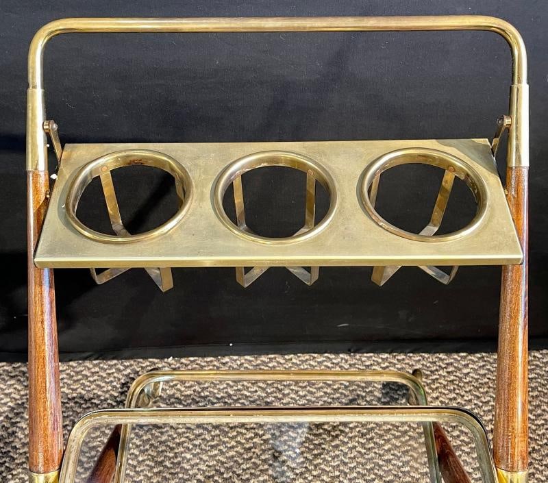Mid-Century Modern Bar Cart, Teak and Brass - 6