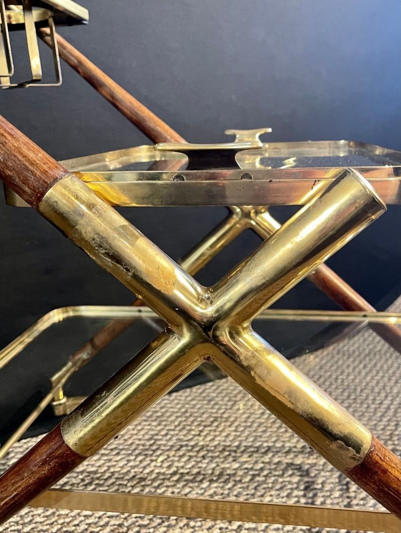 Mid-Century Modern Bar Cart, Teak and Brass - 9