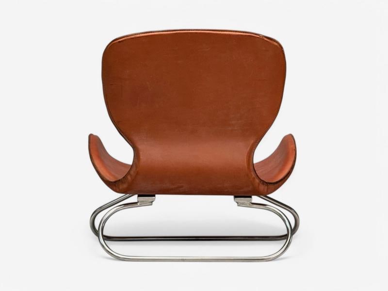 KOI, Modern, Cognac Leather, Nickel, K-3 Low Lounge Chairs, England, 2000s - 10