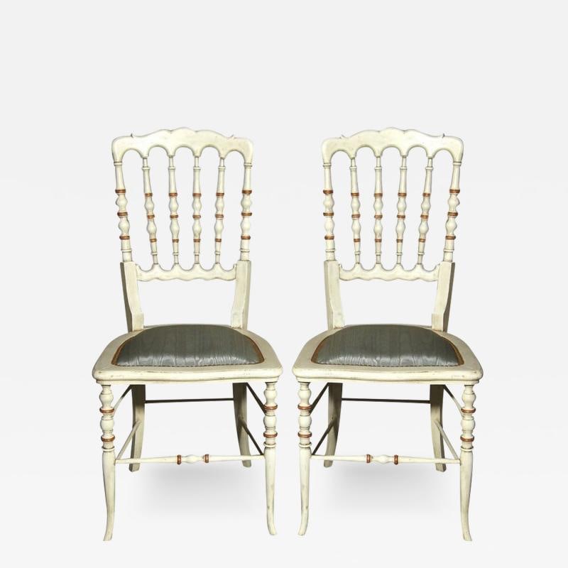 Gustavian, Dining Chairs, Spindle Back, White Paint, Giltwood, Blue Fabric - 2