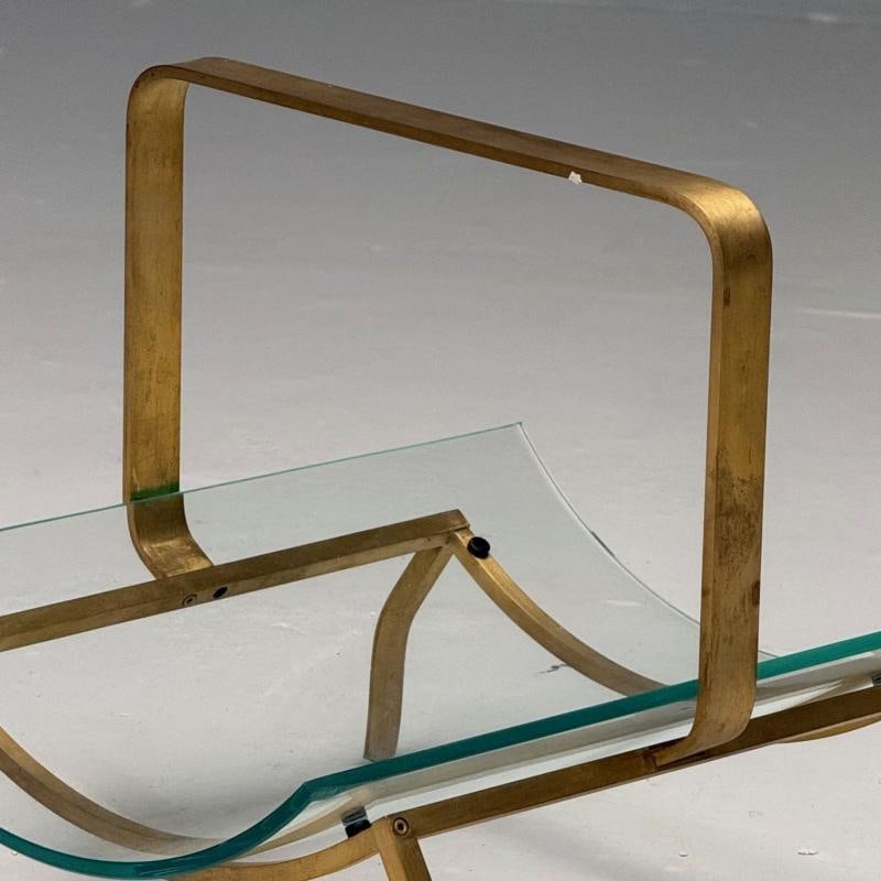 Fontana Arte, Italian Mid-Century Modern, Magazine Rack, Brass, Glass, 1970s - 5
