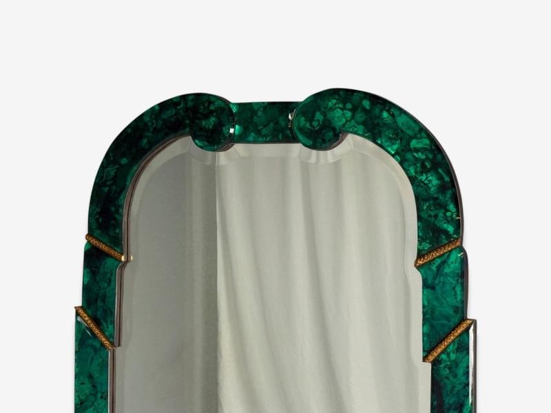 Art Deco Style, Green Antiqued Beveled Glass, Venetian Wall Mirrors, 21st c. - 5