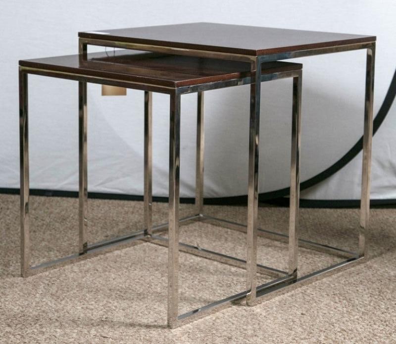 Brook Street Nesting Tables Cote D'Azur Finish Mahogany Polished Steel Legs - 2