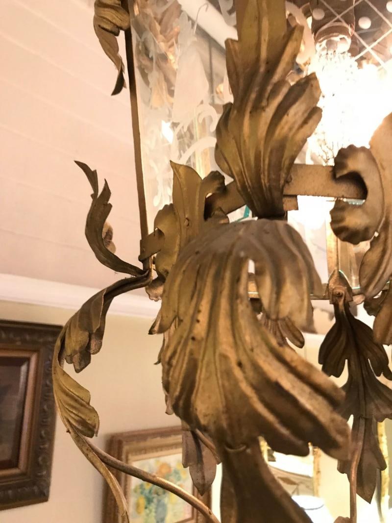 French Gilt Metal Etched Glass Hanging Lantern, 1920s - 10