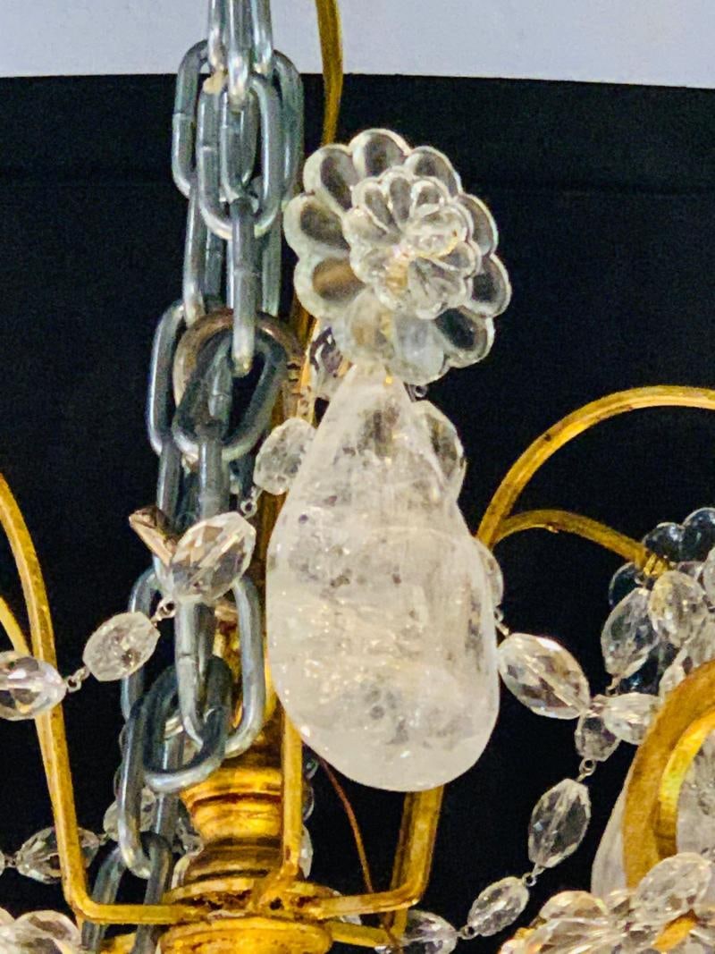 12 Light Gilt Metal Rock Crystal Chandelier. Hollywood Regency in Style - 8
