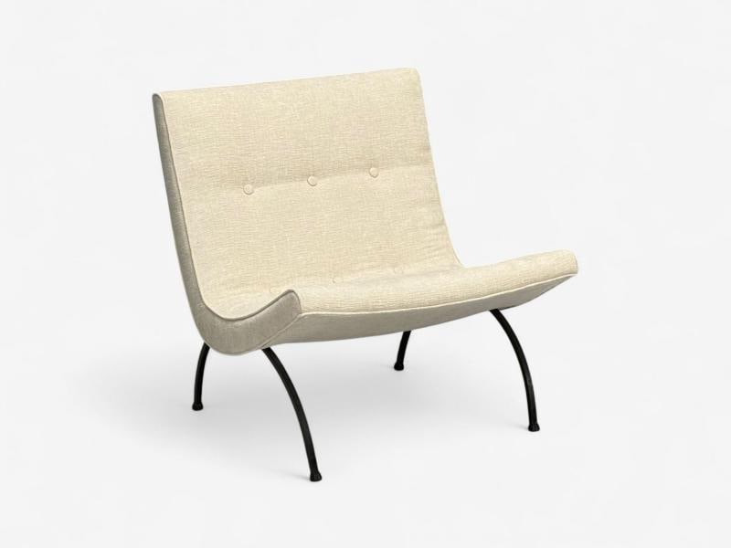 Milo Baughman, Iron, Fabric, Scoop Chair, USA, 1950s - 2