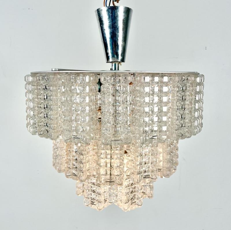Small Austrian Mid-Century Modern Chandelier / Pendant by Kalmar, Three-Tier - 3