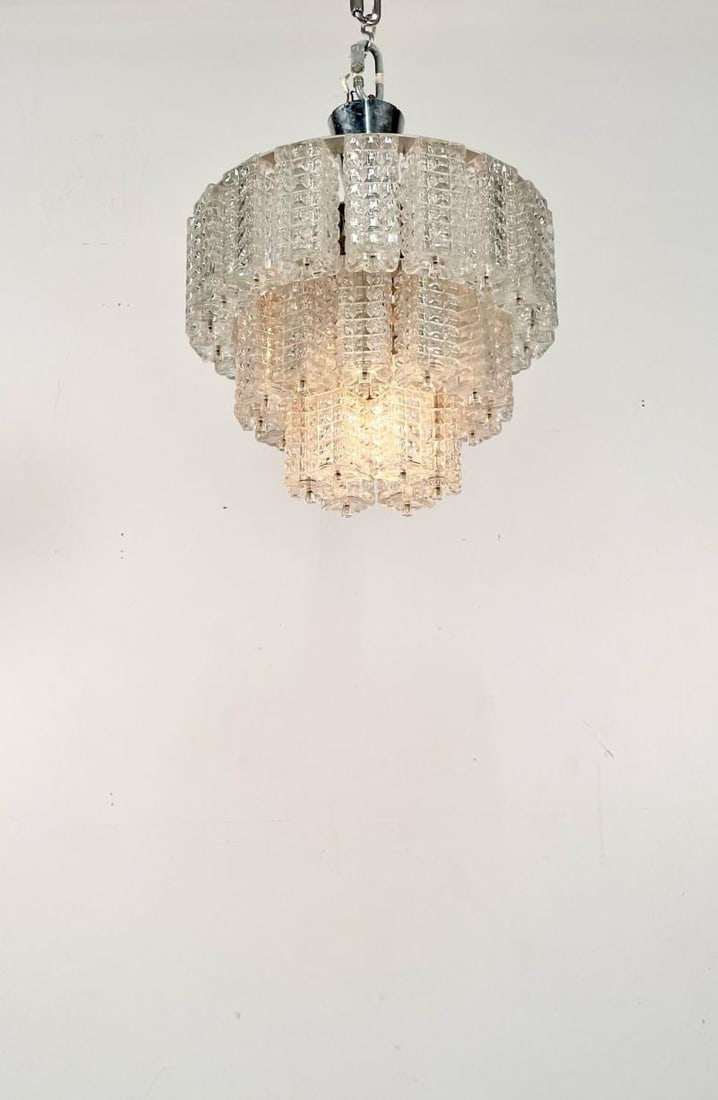 Small Austrian Mid-Century Modern Chandelier / Pendant by Kalmar, Three-Tier - 6