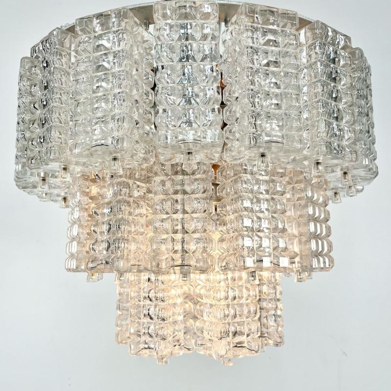 Small Austrian Mid-Century Modern Chandelier / Pendant by Kalmar, Three-Tier - 9