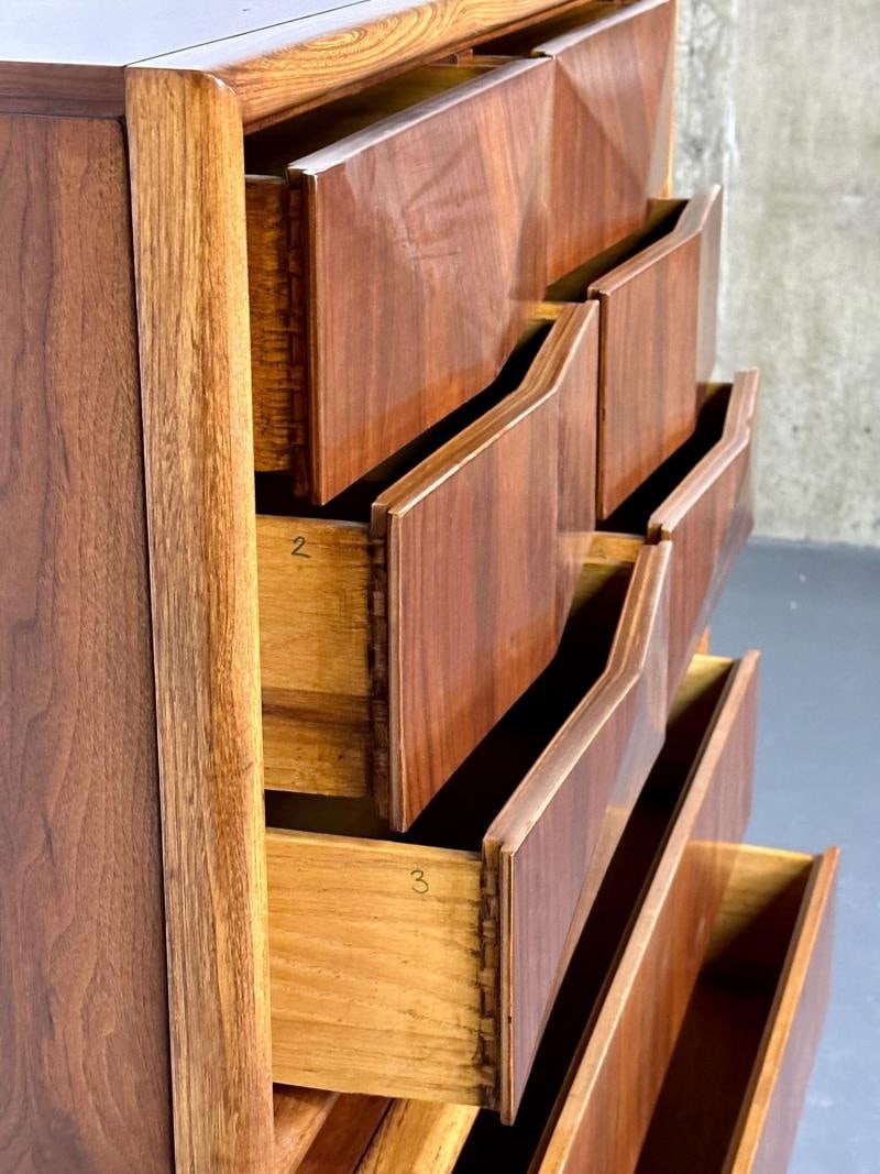 Mid-Century Modern American Designer Sculptural High-Boy Dresser, Chest, Walnut - 10
