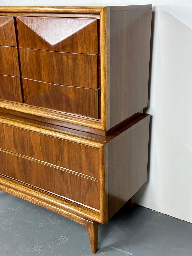 Mid-Century Modern American Designer Sculptural High-Boy Dresser, Chest, Walnut - 7