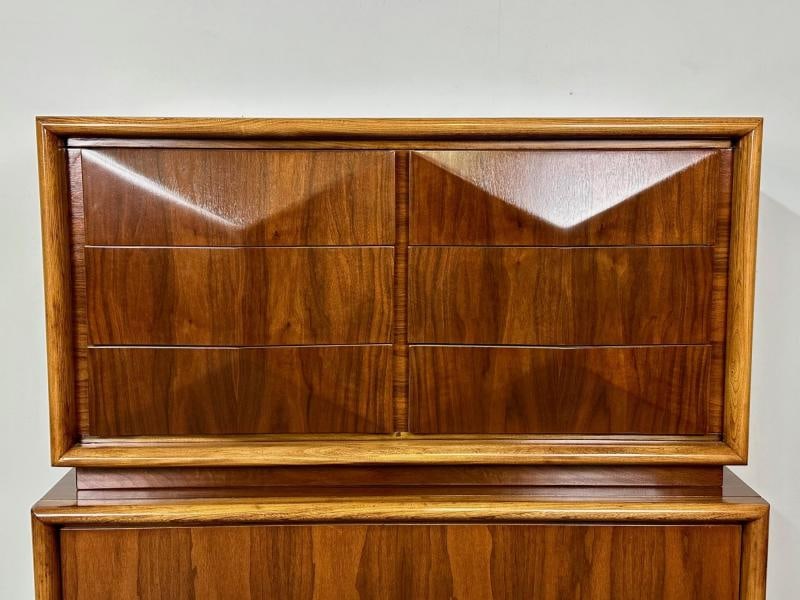 Mid-Century Modern American Designer Sculptural High-Boy Dresser, Chest, Walnut - 8