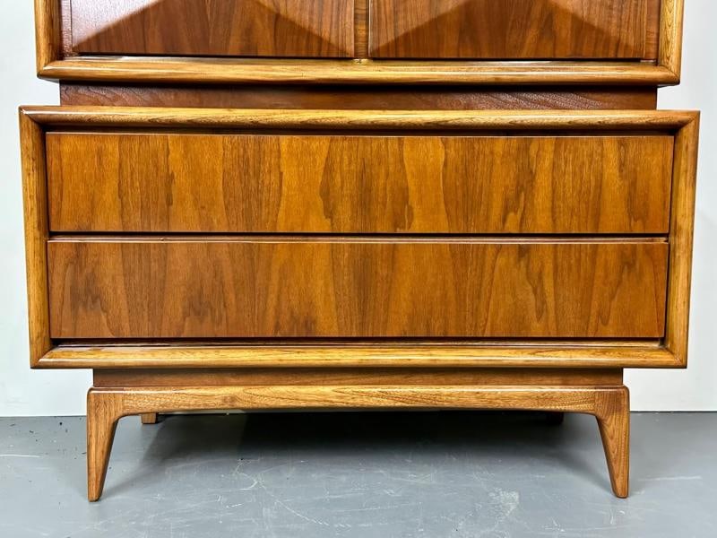 Mid-Century Modern American Designer Sculptural High-Boy Dresser, Chest, Walnut - 9