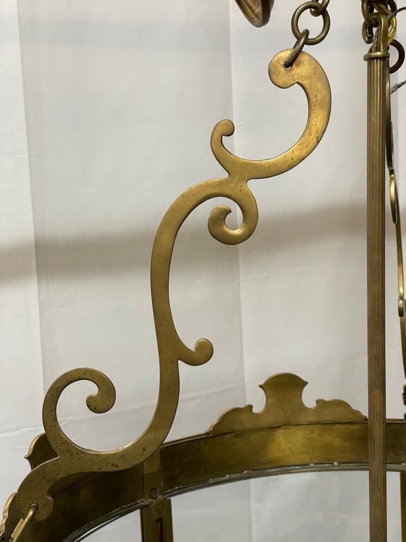 Large 19th Century Solid Bronze Gothic Lantern, Six Lights, Circular - 8