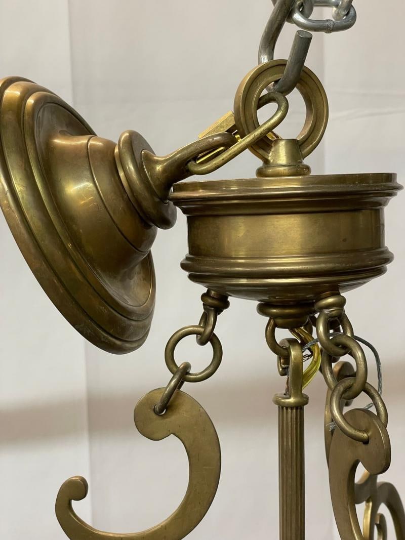 Large 19th Century Solid Bronze Gothic Lantern, Six Lights, Circular - 9