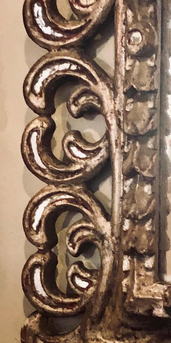 Hollywood Regency French Silvered Leaf Wall or Console Mirror - 5