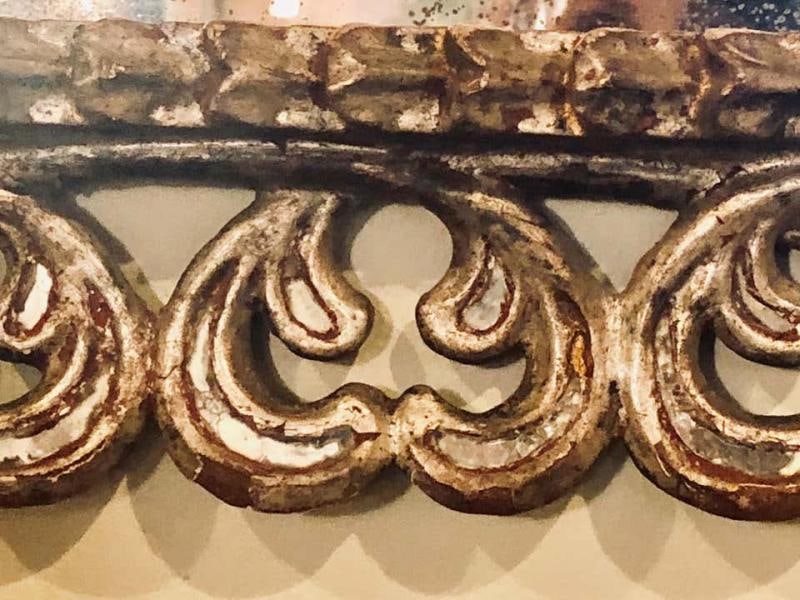 Hollywood Regency French Silvered Leaf Wall or Console Mirror - 6