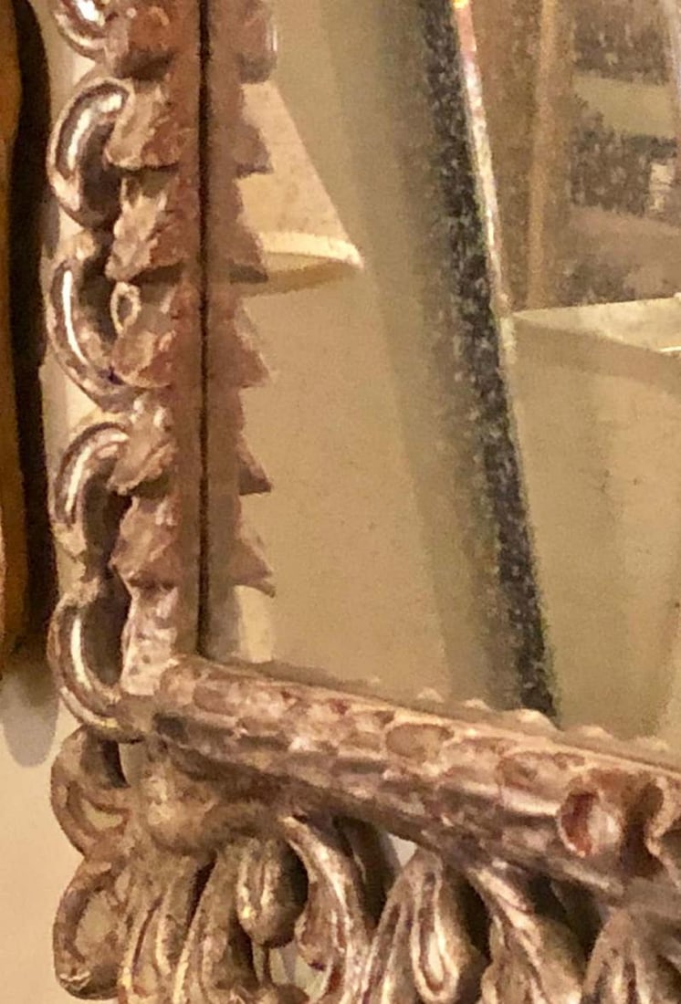 Hollywood Regency French Silvered Leaf Wall or Console Mirror - 9